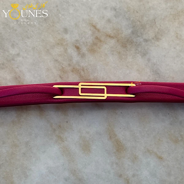 دستبند طلا زنانه چرم مستطیل مینیمال L440